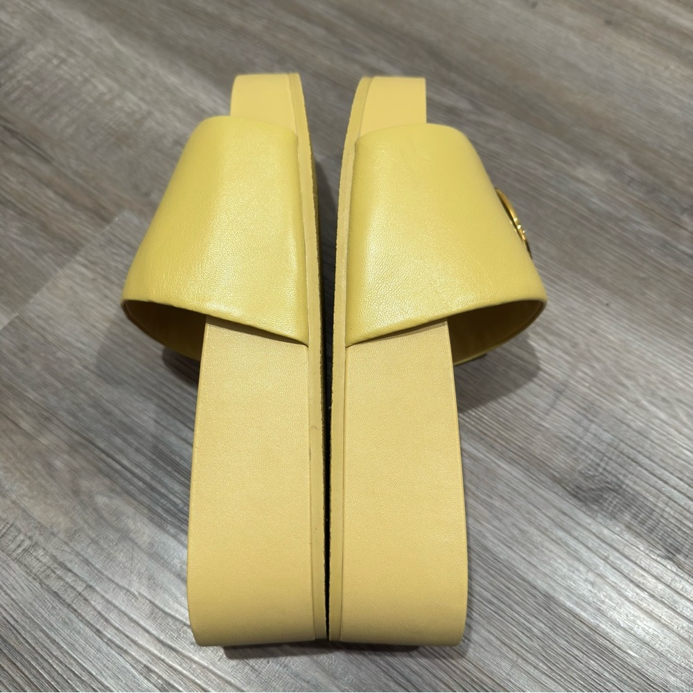 Tory Burch Patos Platform Sandal in Cornbread Yellow Leather Slides - Picture 8 of 13
